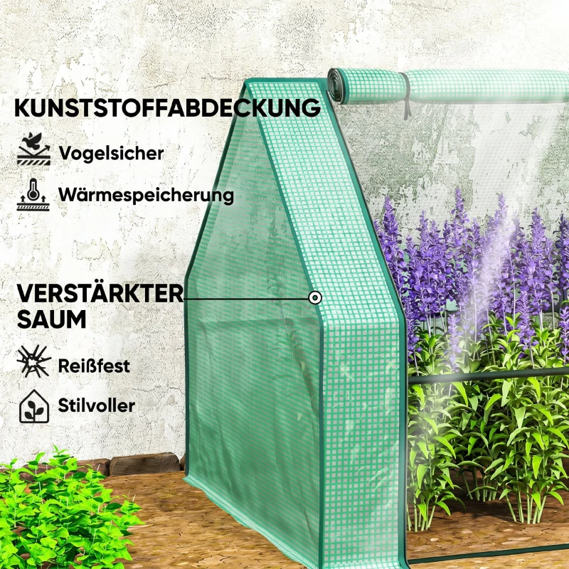Outsunny Kas met ritssluitingsramen, winterbestendig foliekas van staal 360 x 90 x 90 cm groen