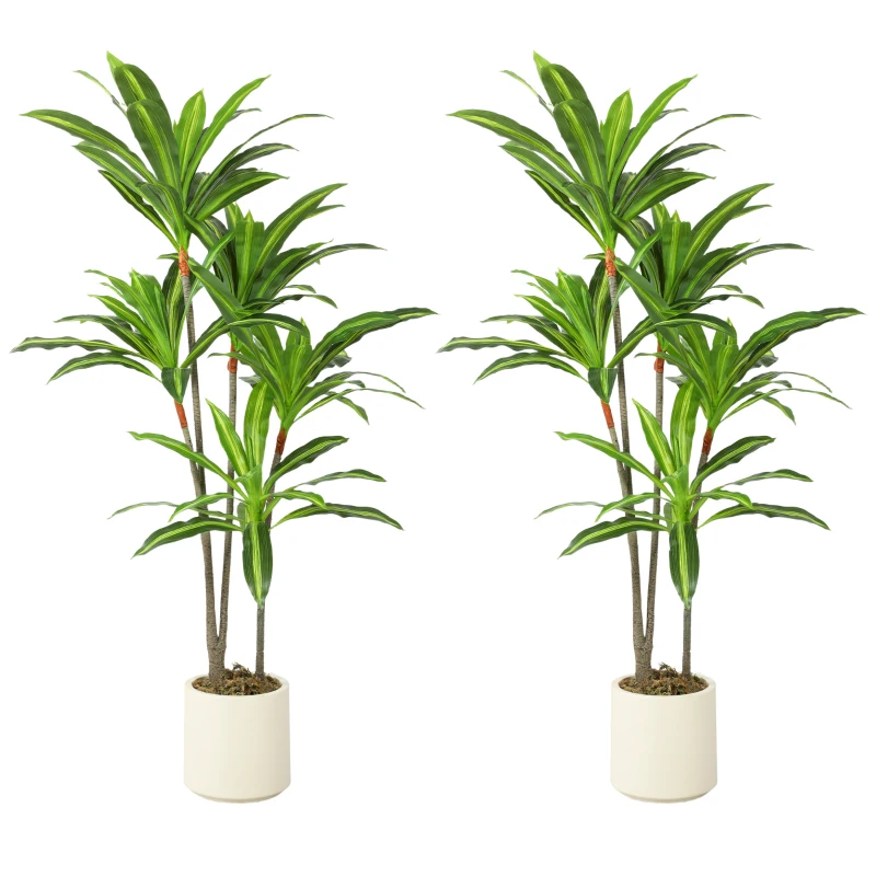 HOMCOM 150cm Lifelike Fake Tree, Artificial Dracaena Tree with Bendable Trunks, Green