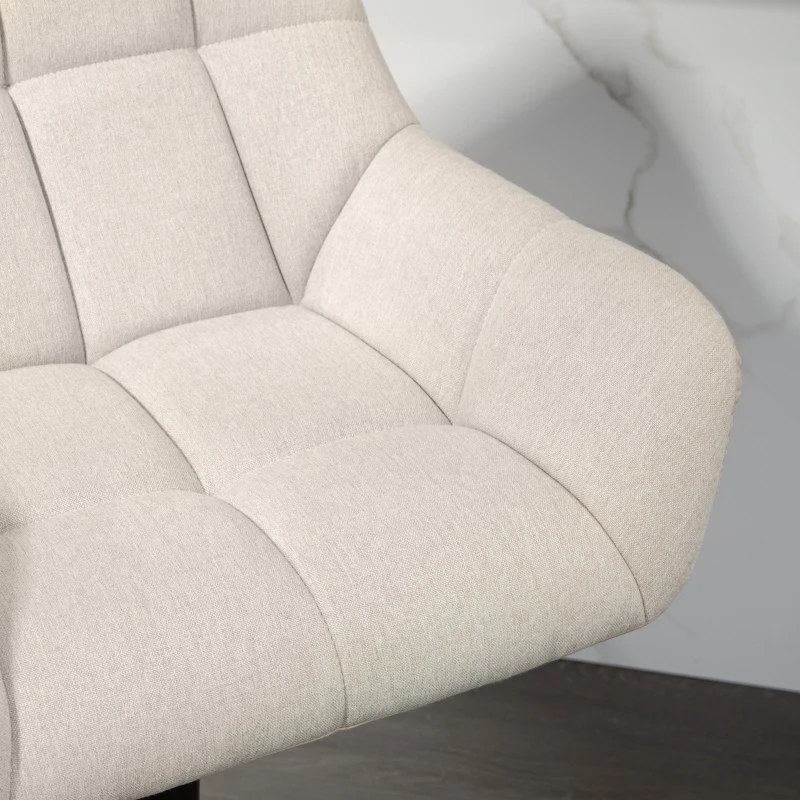 HOMCOM Barkrukken Set van 2 Retro-Design Verstelbaar Kunstleer Linnenlook Crème + Zwart(m-9)