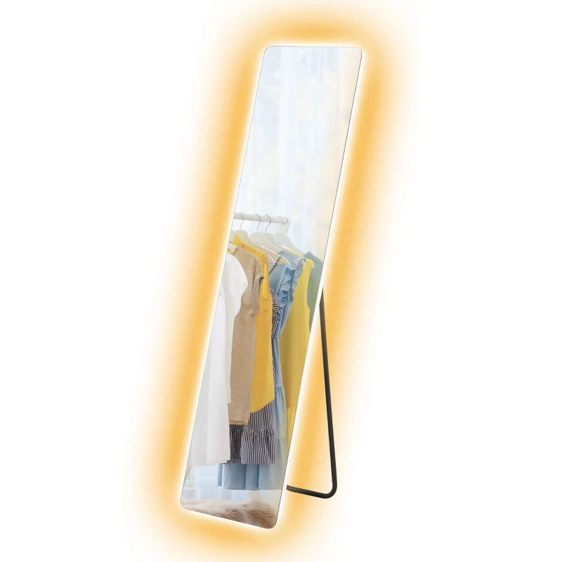 HOMCOM LED Ganzkörperspiegel, touch-bediening, dimbaar, frameloos, 40 x 150 cm