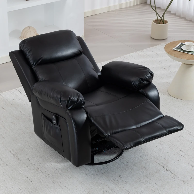 HOMCOM Massagesessel mit 8 Vibrationsköpfen, Relaxsessel, verstellbare Rückenlehne + Fußstütze, Schwarz