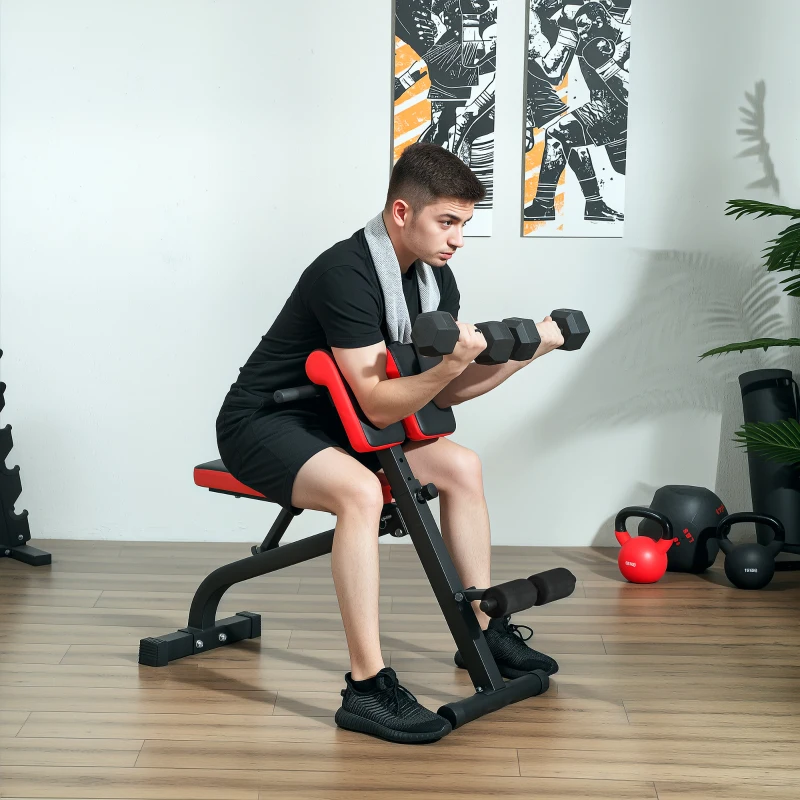 SPORTNOW Foldable Weight Bench - Multi-Functional Gym Bench Roman Chair for Bicep Curl, Hyper Back Extension, Push Up, and Full Body Weight Training Workout