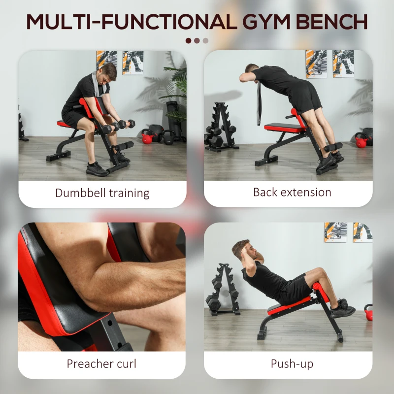 SPORTNOW Foldable Weight Bench - Multi-Functional Gym Bench Roman Chair for Bicep Curl, Hyper Back Extension, Push Up, and Full Body Weight Training Workout