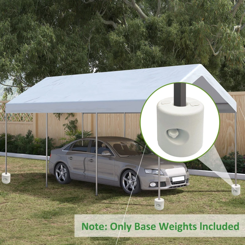Outsunny Pack de 4 Pesos para Carpas Plegables Soportes Rellenables con 8,7 kg de Agua o 12 kg de Arena Ø21,5/24x25,5 cm Blanco