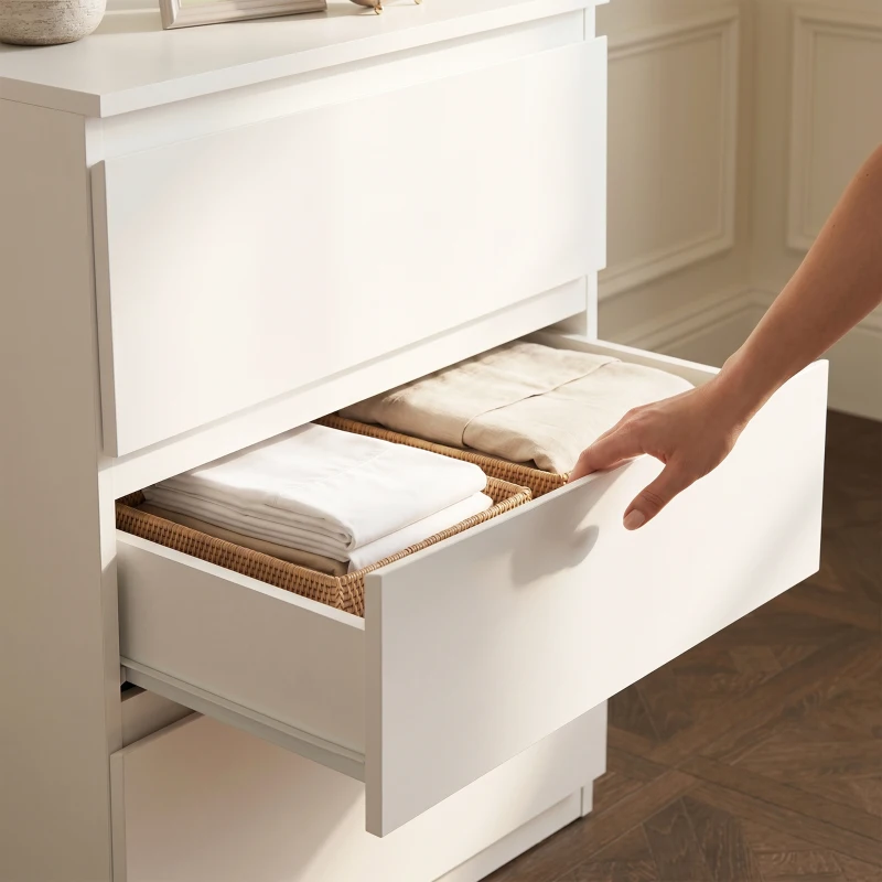 HOMCOM Ladekast met 3 lades, moderne opbergmeubel voor de slaapkamer, wit