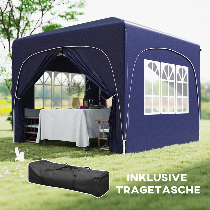 Outsunny 3 x 3 m Pavillon, Pop-up Gartenzelt mit Seitenwänden und Tragetasche, UPF50+, höhenverstellbar, Sand