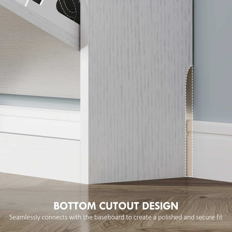 HOMCOM Pantofar Slim cu 3 Sertare Rabatabile cu Decupaj Inferior, din Lemn, 80x17x108 cm, Alb