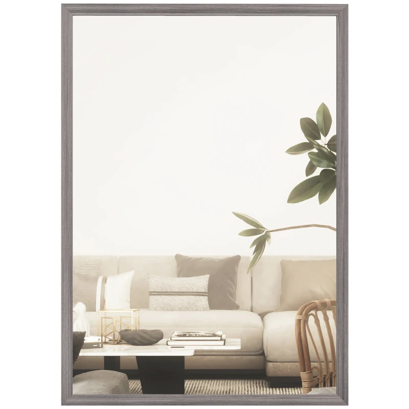 HOMCOM Wall Bathroom Mirror, 50 x 70 cm Wall-Mounted Mirror for Living Room, Bedroom, Hallway, Grey