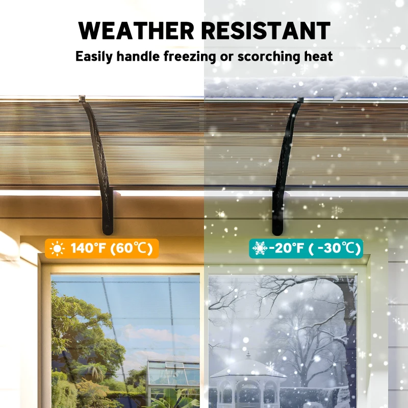 Outsunny Front Door Canopy, Outdoor Awning, Rain Shelter, 303 x 96cm , Brown