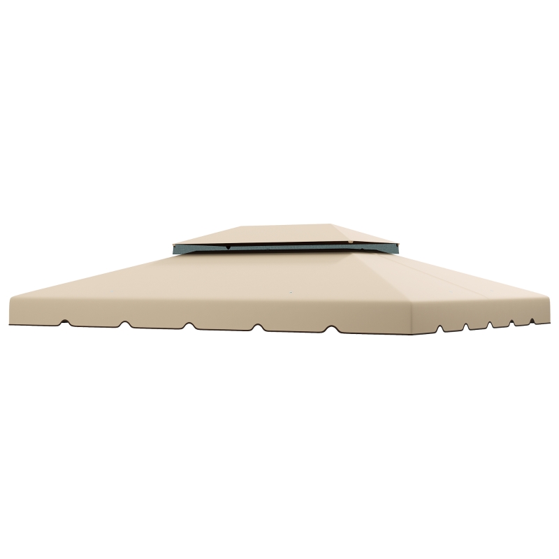 Outsunny Acoperiș de Schimb pentru Pavilion 3x3 m cu 2 Nivele pentru Grădină, Copertină Pavilion 3x3 Rezistentă la Apă din Poliester 170g/㎡ cu 8 Orificii de Drenaj, Doar Acoperiș, Alb Crem