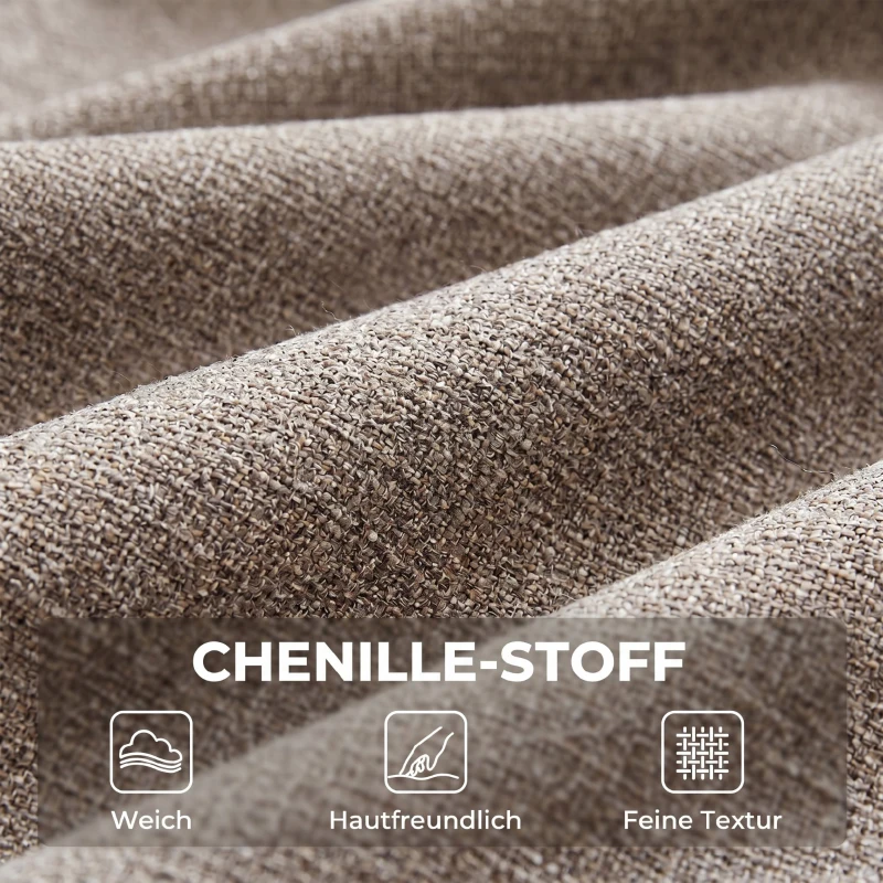 HOMCOM Moderner Akzentstuhl, Chenille-Sessel mit hochdichtem Schaumstoff, ergonomischer Rückenlehne, Metallbeinen, Hellbraun