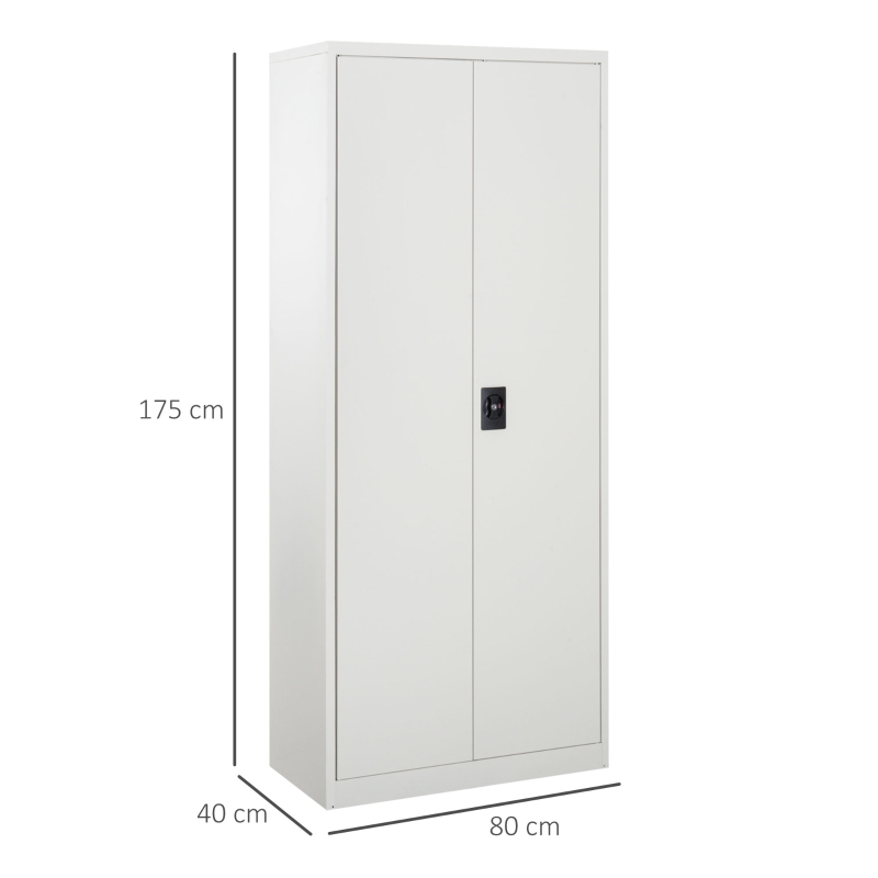 Vinsetto Cool Rolled Steel Tall Office Lockable Filing Cabinet, 2 Doors, 4 Internal Adjustable Shelves, Bookcase Cabinet Storage Unit, 80 L x 40 W x 184 cm