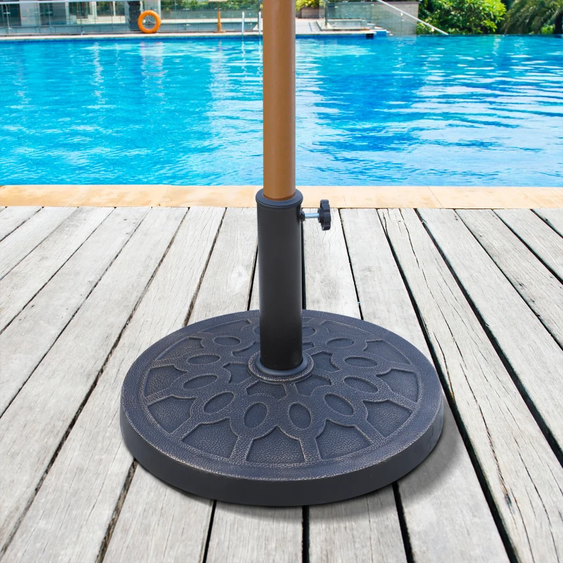 Outsunny Bază rotundă pentru umbrelă, pentru stâlpi de Ø38 și Ø48 mm, din rășină și oțel, Ø45 cm, bronz