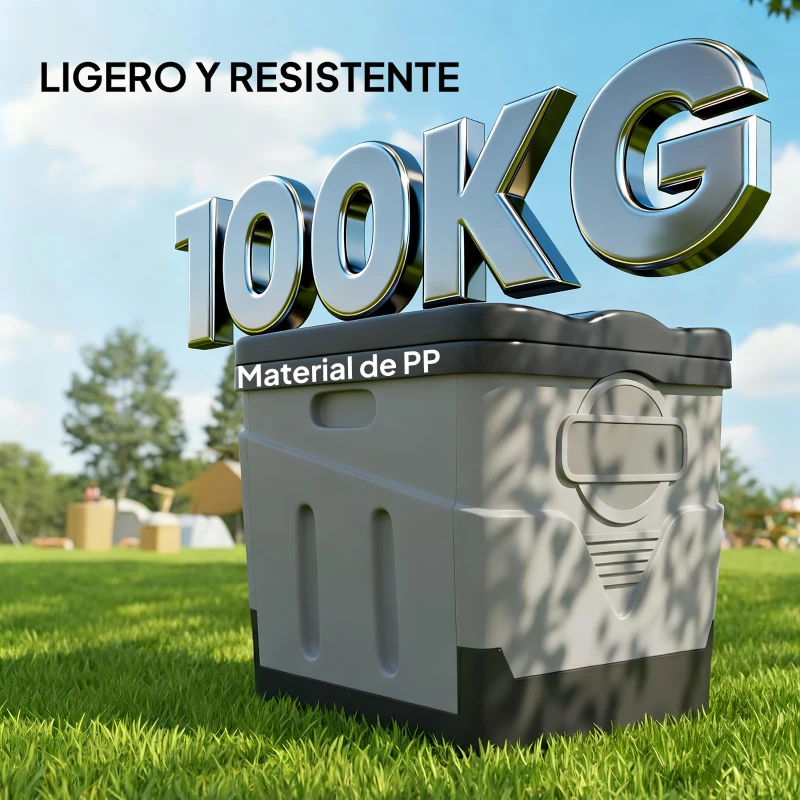 Outsunny Inodoro Portátil WC Portátil de PP con 12 Paquetes de Agente Solidificante y 12 Bolsas Carga 100kg Exterior Gris Oscuro