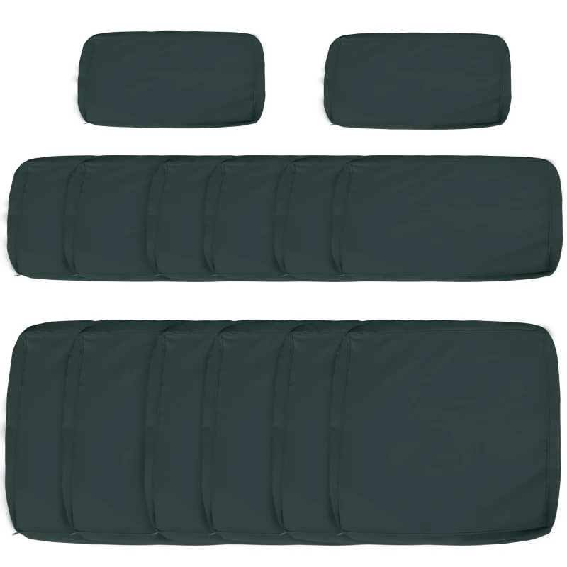 Outsunny Garden Rattan Sofa Cushion Polyester Cover Replacement Outdoor- No Cushion Included, Grayish Green