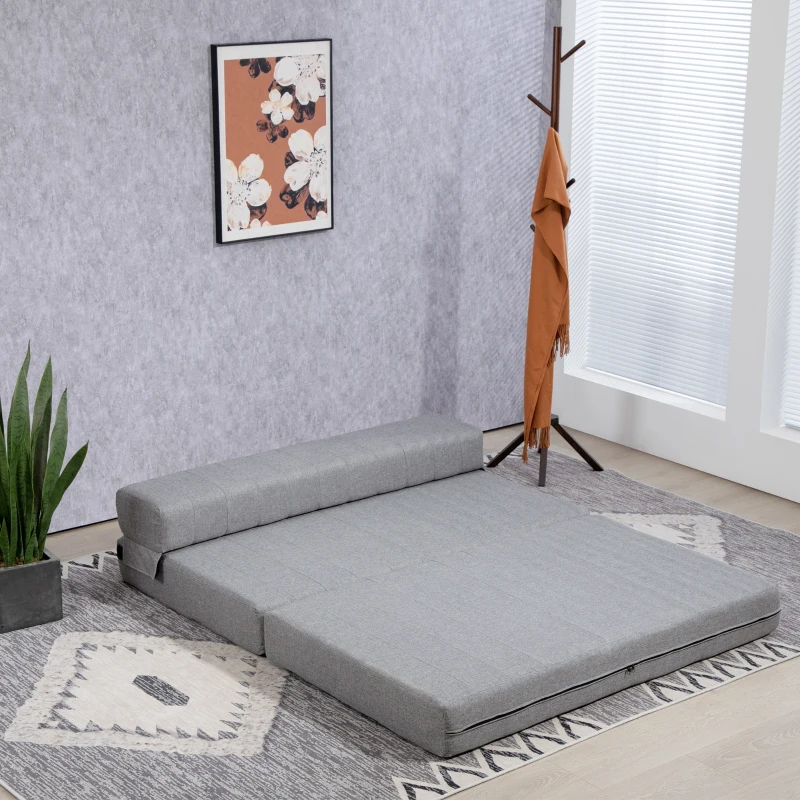 HOMCOM Klappsessel mit Bettfunktion, Gästebett, faltbar, bis 250 kg, 138x80x50 cm, Grau