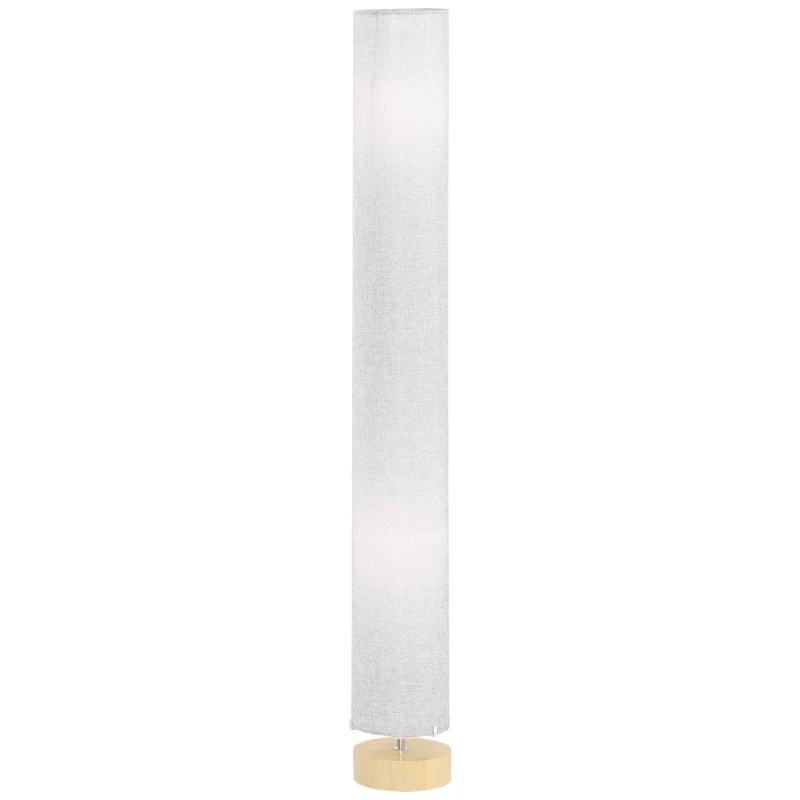 HOMCOM Floor Lamp for Living Room, 47" Modern Standing Lamp with Linen Shade, Wooden Base, Grey