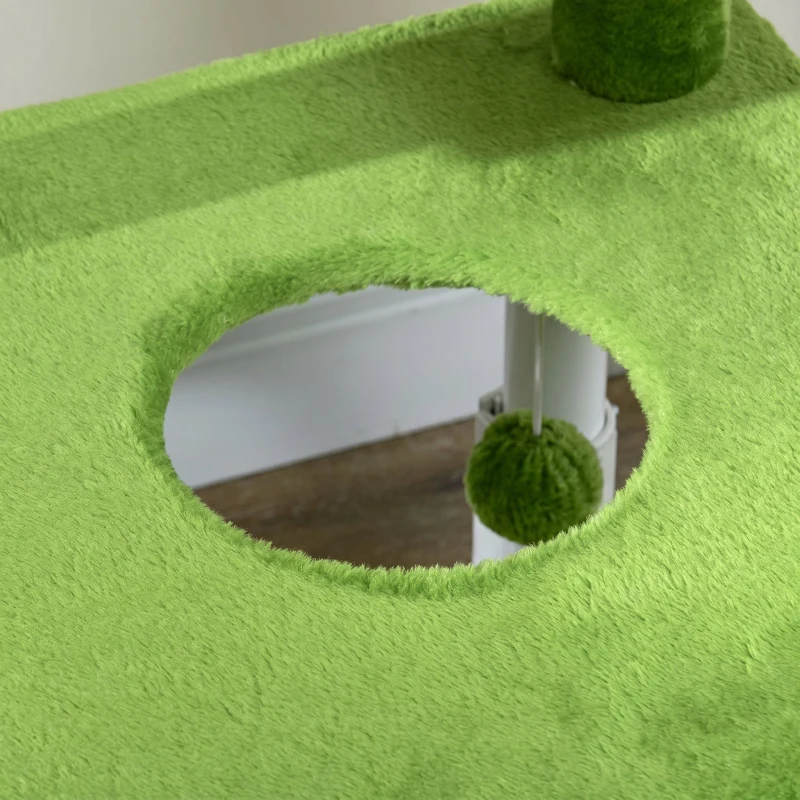 PawHut Arbore pentru Pisici cu Amac, Minge și Stâlpi de Scris din Sisal, 49x49x142 cm, Verde