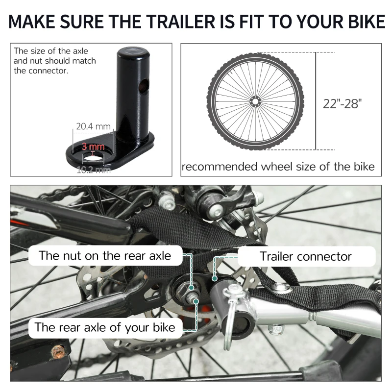 HOMCOM Bike Cargo Trailer with Steel Frame, Removable Cover and Hitch, Bicycle Storage Carrier Cart,  White and Black