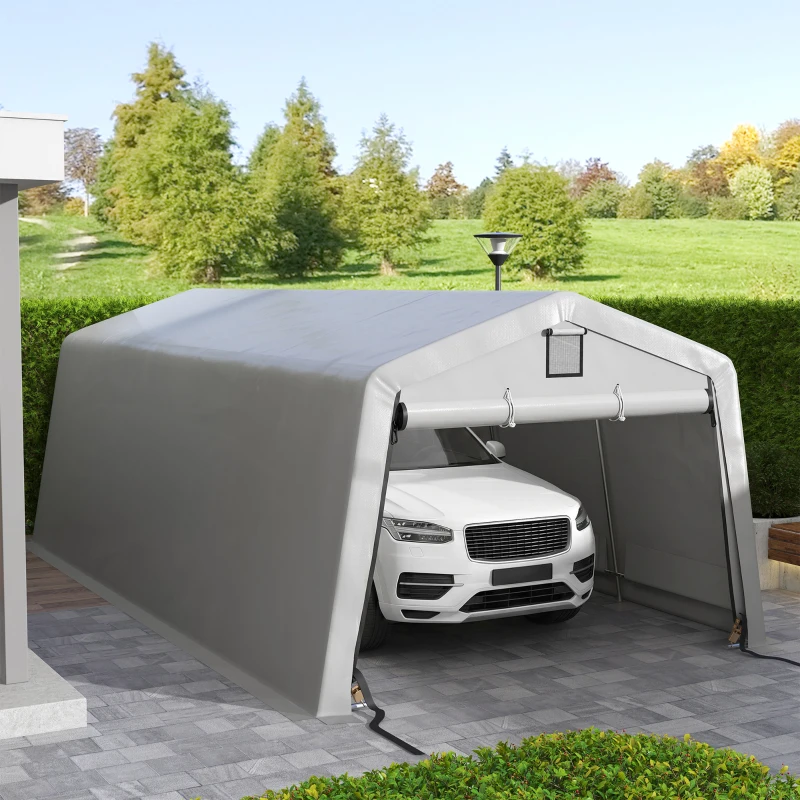 Outsunny Tente garage carport dim. 6,2L x 3,3l x 2,4H m acier galvanisé robuste PE haute densité 150 g/m² imperméable anti-UV(m-10)