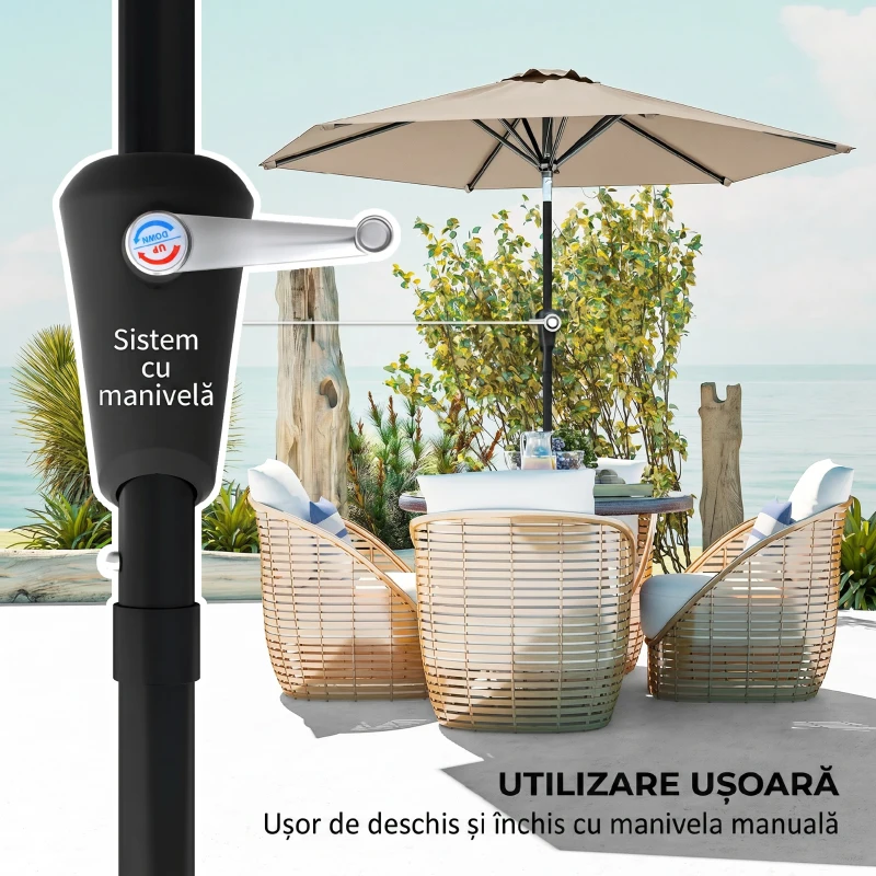 Outsunny Umbrela de Gradina Inclinabila 2.3x2 m