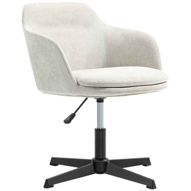 HOMCOM Chaise fauteuil de bureau pivotante en tissu avec hauteur réglable, pour bureau ou chambre, beige