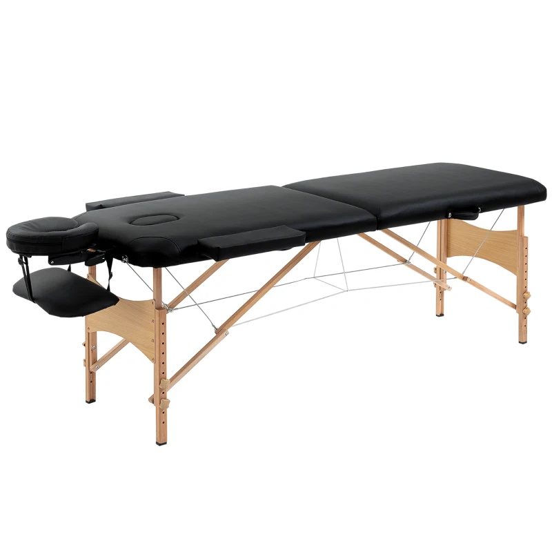 HOMCOM Massage Table Bed Couch Beauty Bed 2 Section Therapy Bed Lightweight Portable Folding Spa Bed Black