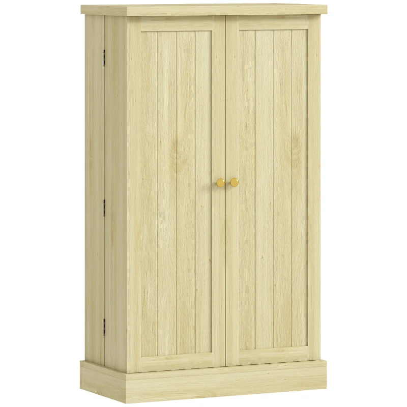 HOMCOM Dispensa 104 cm, 12 rastrelliere spezie, ripiani regolabili, legno naturale.