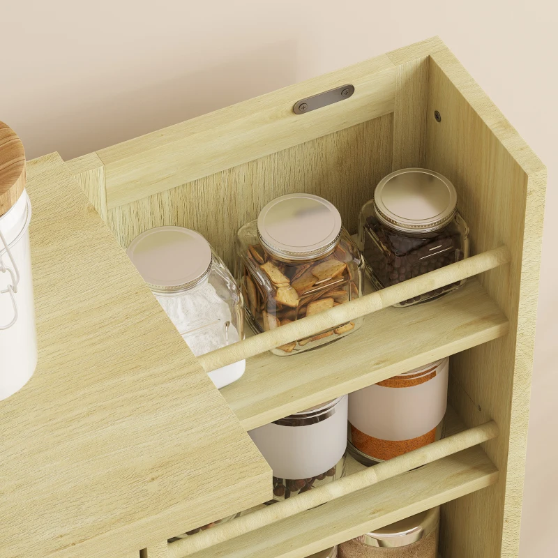 HOMCOM Dispensa 104 cm, 12 rastrelliere spezie, ripiani regolabili, legno naturale.