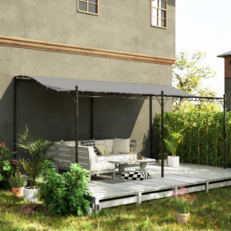 Outsunny 3 x 5 m Pergola, Flexibles Gartendach mit wasserfester Plane und Metallrahmen, Schattenspender, Dunkelgrau(m-10)
