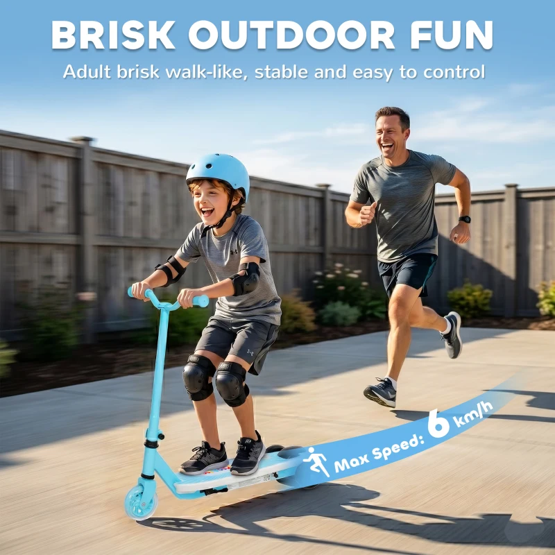AIYAPLAY Electric Scooter for Kids Aged 4-7 Years, with Flashing LED Lights, Rear Auxiliary Wheels, Blue