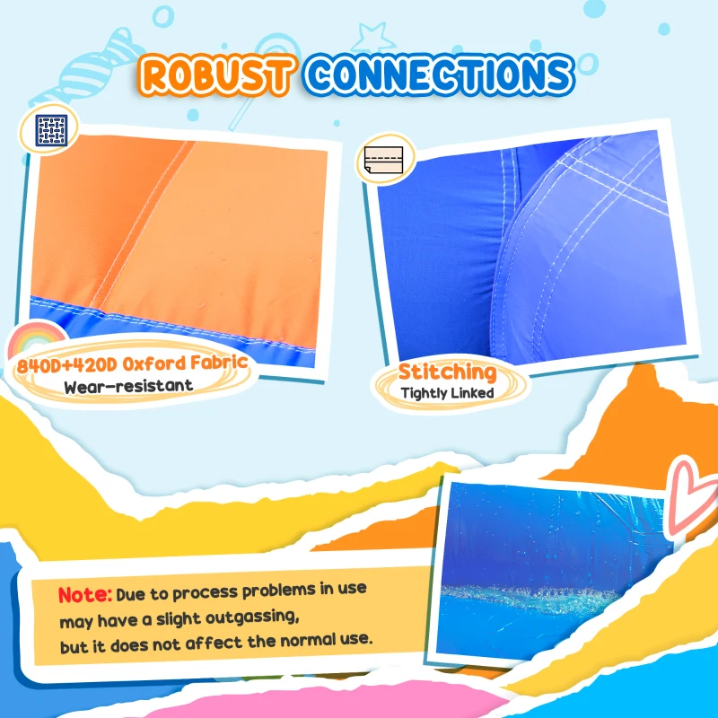 Outsunny 5 in 1 Kids Bouncy Castle Water Slide Large Space Style Inflatable House Trampoline Pool Water Gun Climbing Wall with Air Blower for Kids Age 3-8