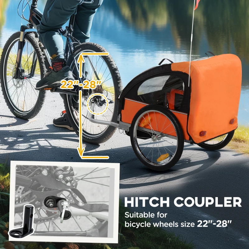HOMCOM 2 Seat Bike Trailer Bicycle wagon for Kids Child Steel Frame Safety Harness Seat Carrier