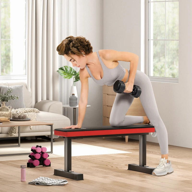 SPORTNOW Bancă Dreaptă pentru Greutăți și Abdomene din Oțel cu Pernă și Capacitate de 300kg, 106x26x48cm, Neagră