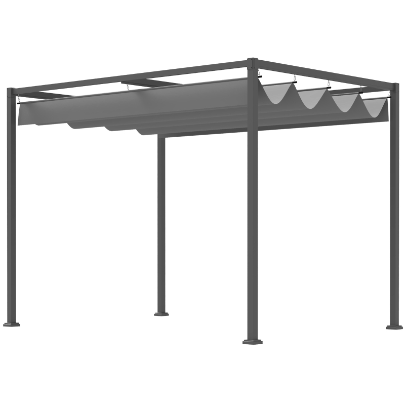 Outsunny Pergola coulissante pergola rétractable 3 x 2 m structure métal époxy anticorrosion toile polyester haute densité 180 g/m² incluse gris