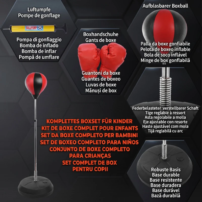 HomCom Sacco da Boxe Punching Ball con Guantoni e Pompa