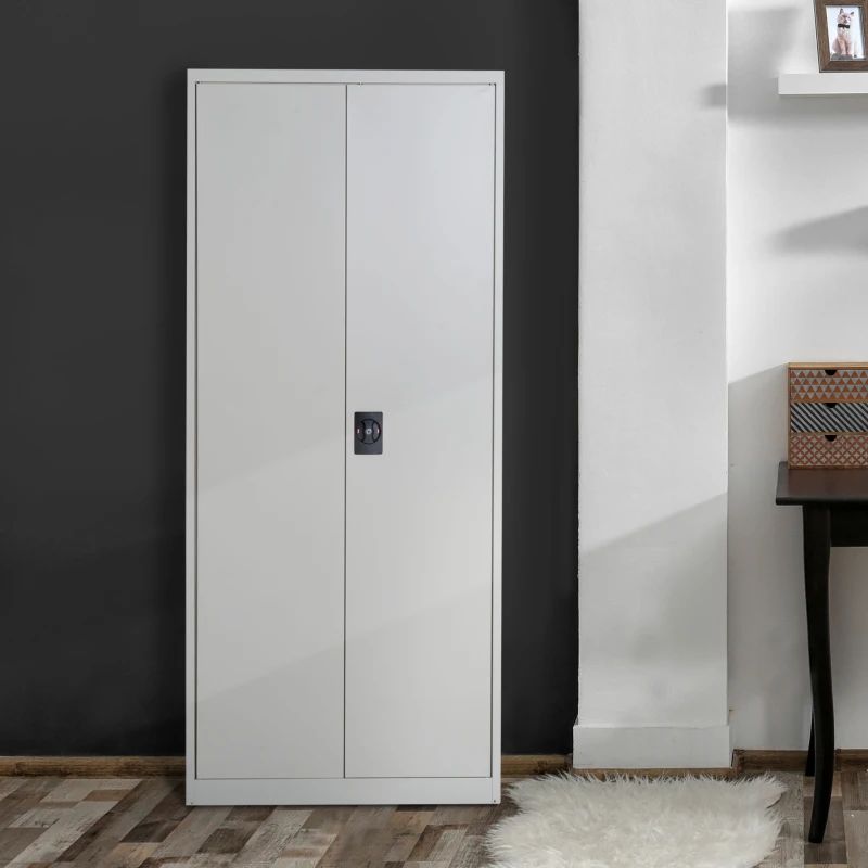 Vinsetto Cool Rolled Steel Tall Office Lockable Filing Cabinet, 2 Doors, 4 Internal Adjustable Shelves, Bookcase Cabinet Storage Unit, 80 L x 40 W x 184 cm