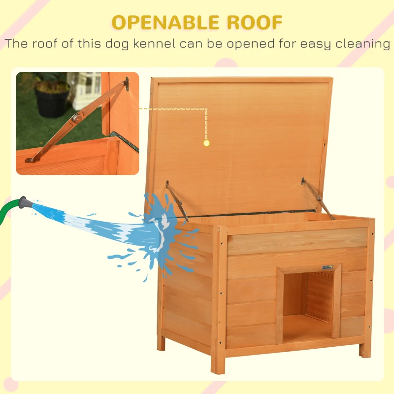 PawHut Wooden Dog House, Water-resistant Elevated Pet House with Open Top, 82W x 58D x 58H cm(m-16)