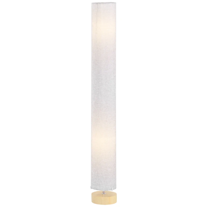 HOMCOM Floor Lamp for Living Room, 47" Modern Standing Lamp with Linen Shade, Wooden Base, Grey