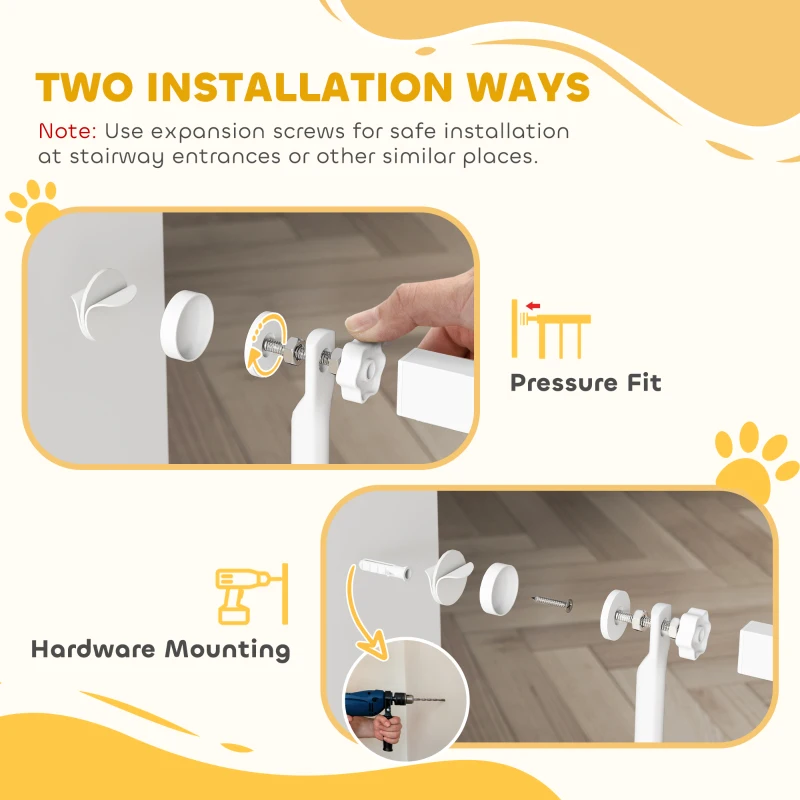 PawHut 180cm Extra Tall Pet Gate with 3.5 cm Narrow Gap, Pressure Mounted No Drilling Cat Gate for Doorways, 77-104cm Width