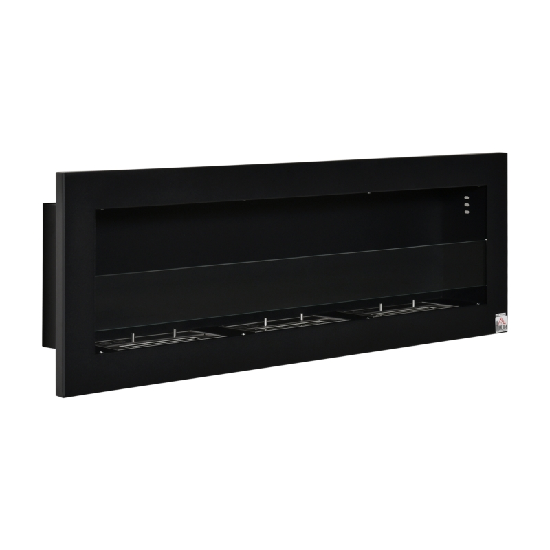 HOMCOM Lareira de Bioetanol de Parede com Depósito de 1 L Tempo de Combustão 3H para Interiores 20 m² 120x15x40 cm Preto