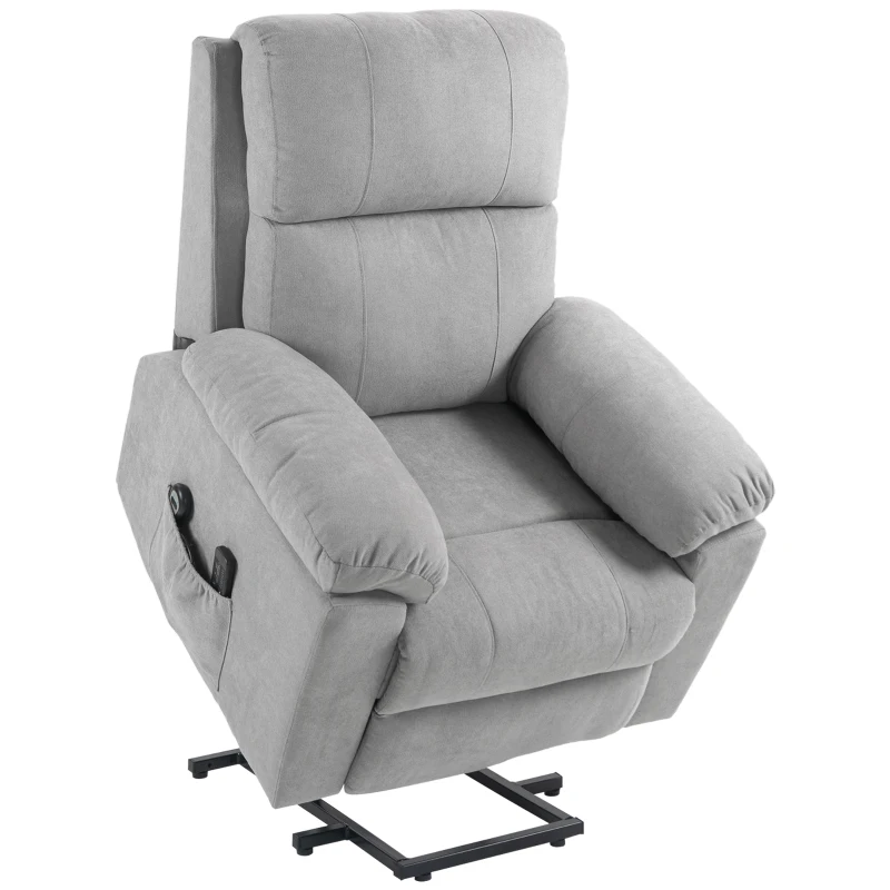 HOMCOM Fauteuil releveur électrique massant et dossier inclinable avec repose-pied télécommandes revêtement imitation lin gris
