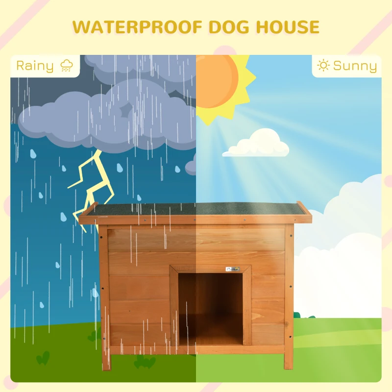 PawHut Wooden Dog House, Water-resistant Elevated Pet House with Open Top, 82W x 58D x 58H cm(m-15)