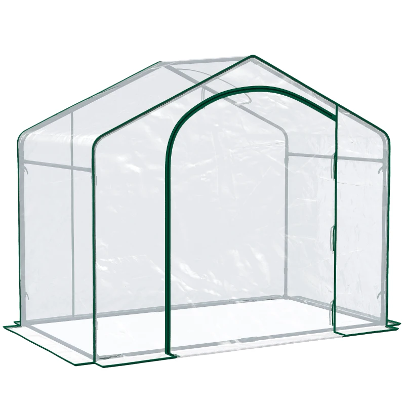 Outsunny Serra da Esterno con Ingresso a Zip e Presa d'Aria Superiore, in Plastica e Acciaio, 180x100x152 cm, Trasparente