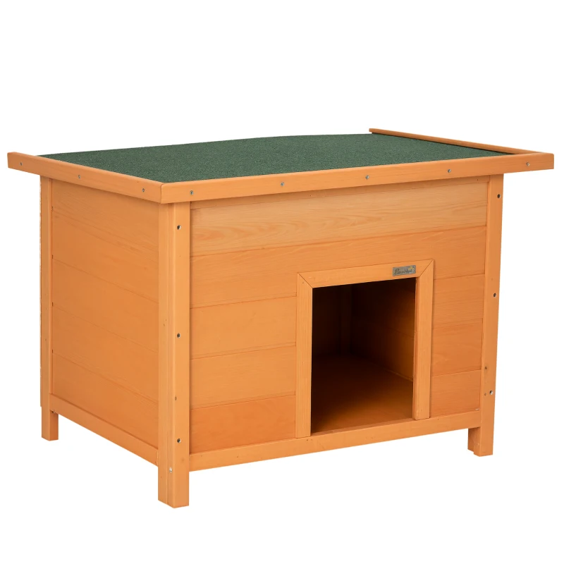 PawHut Wooden Dog House, Water-resistant Elevated Pet House with Open Top, 82W x 58D x 58H cm(m-21)