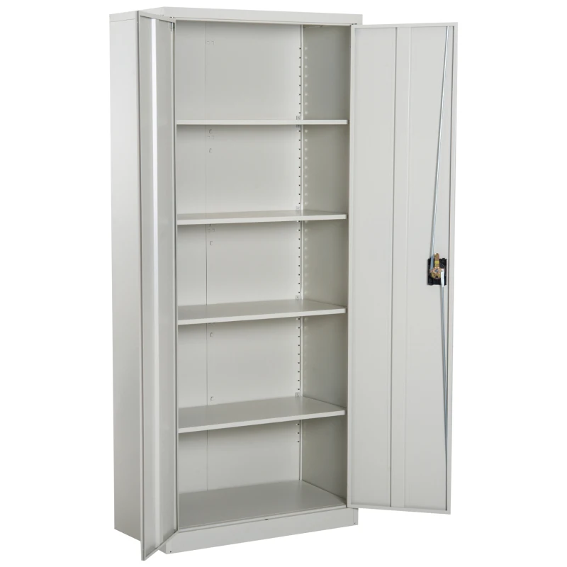 Vinsetto Cool Rolled Steel Tall Office Lockable Filing Cabinet, 2 Doors, 4 Internal Adjustable Shelves, Bookcase Cabinet Storage Unit, 80 L x 40 W x 184 cm