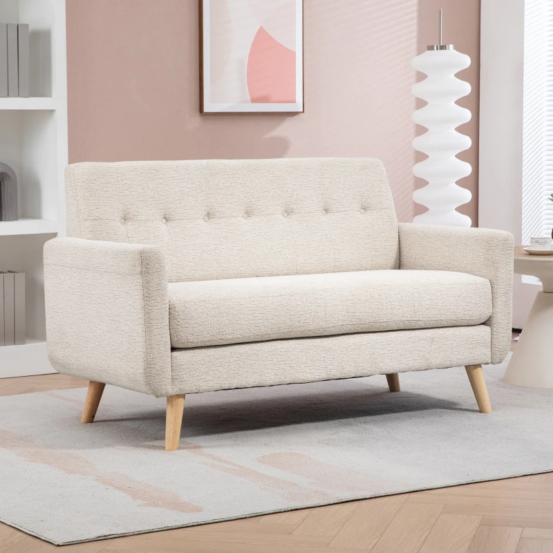 HOMCOM Zweisitzer-Sofa, komfortabel, 134x71x82 cm, Beige(m-10)