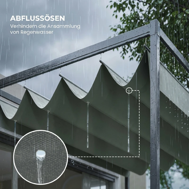 Outsunny Pergola coulissante pergola rétractable 3 x 2 m structure métal époxy anticorrosion toile polyester haute densité 180 g/m² incluse gris