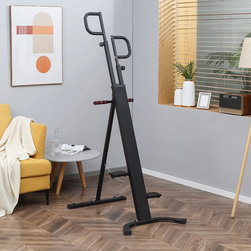 HOMCOM Grimpeur Vertical Pliable Stepper & Climber 2 en 1 Appareil Fitness Hauteur Ajustable avec écran LCD et roulettes - 100 x 60 x 175-195 cm