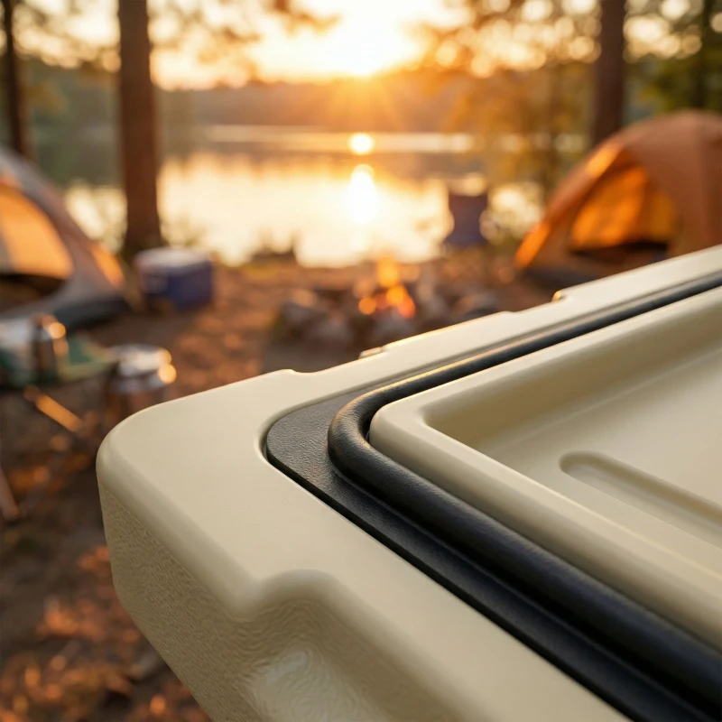 Outsunny 42.6L Insulated Cool Box, Lightweight Portable Ice Cooler with Handle, Lid and Drain Valve, Khaki